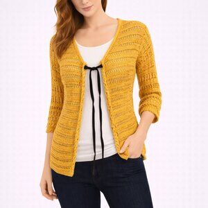 Sundance Gold Knit Cardigan Sweater Tie Front - Size Extra Small